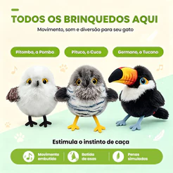 Newpet Brinquedo Interativo para Gato Pássaro com Som e Movimento USB Recarregável com pacote de catnip