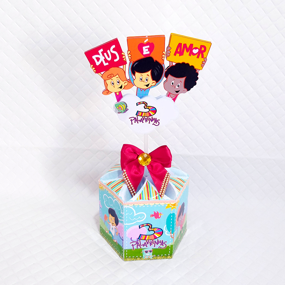 KIT PEGUE E MONTE CENTRO DE MESA 3 PALAVRINHAS LEMBRANCINHA PERSONALIZADA ANIVERSARIO CAIXINHAS