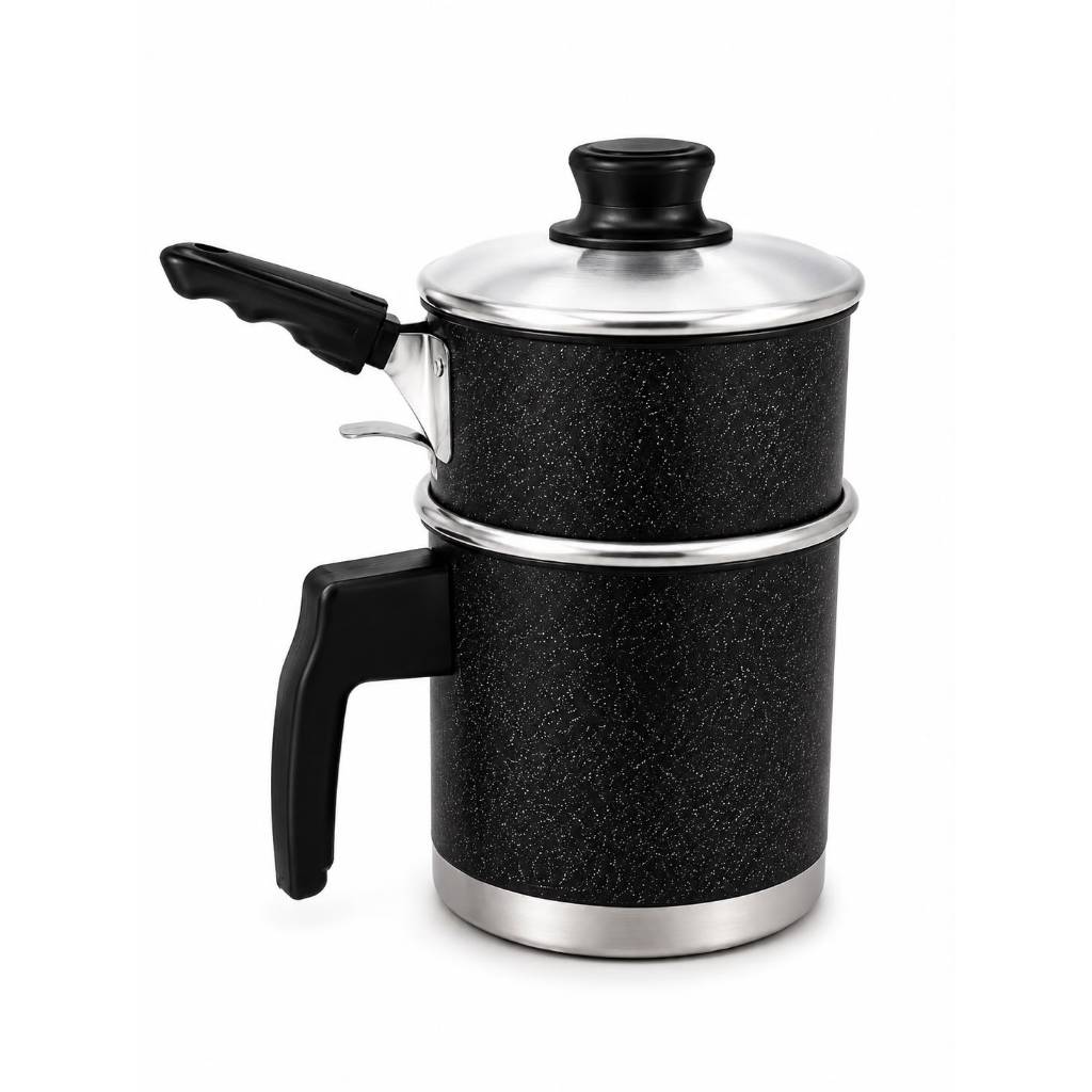 ￼Panela de Cuscuz Mini Cuscuzeiro Individual Leiteira em Alumínio Vermelha