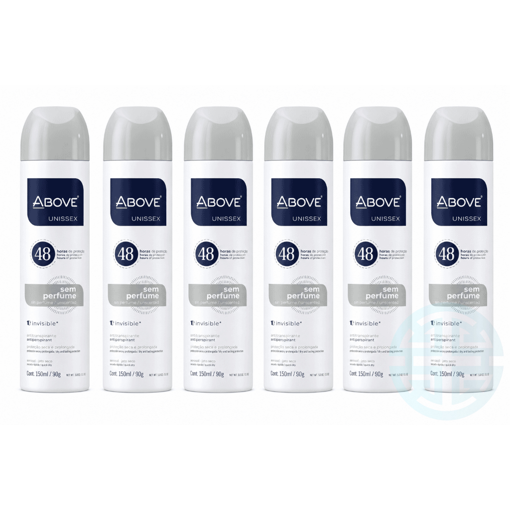 Kit 06un Desodorante Aerosol Above Unissex Sem Perfume 150ml