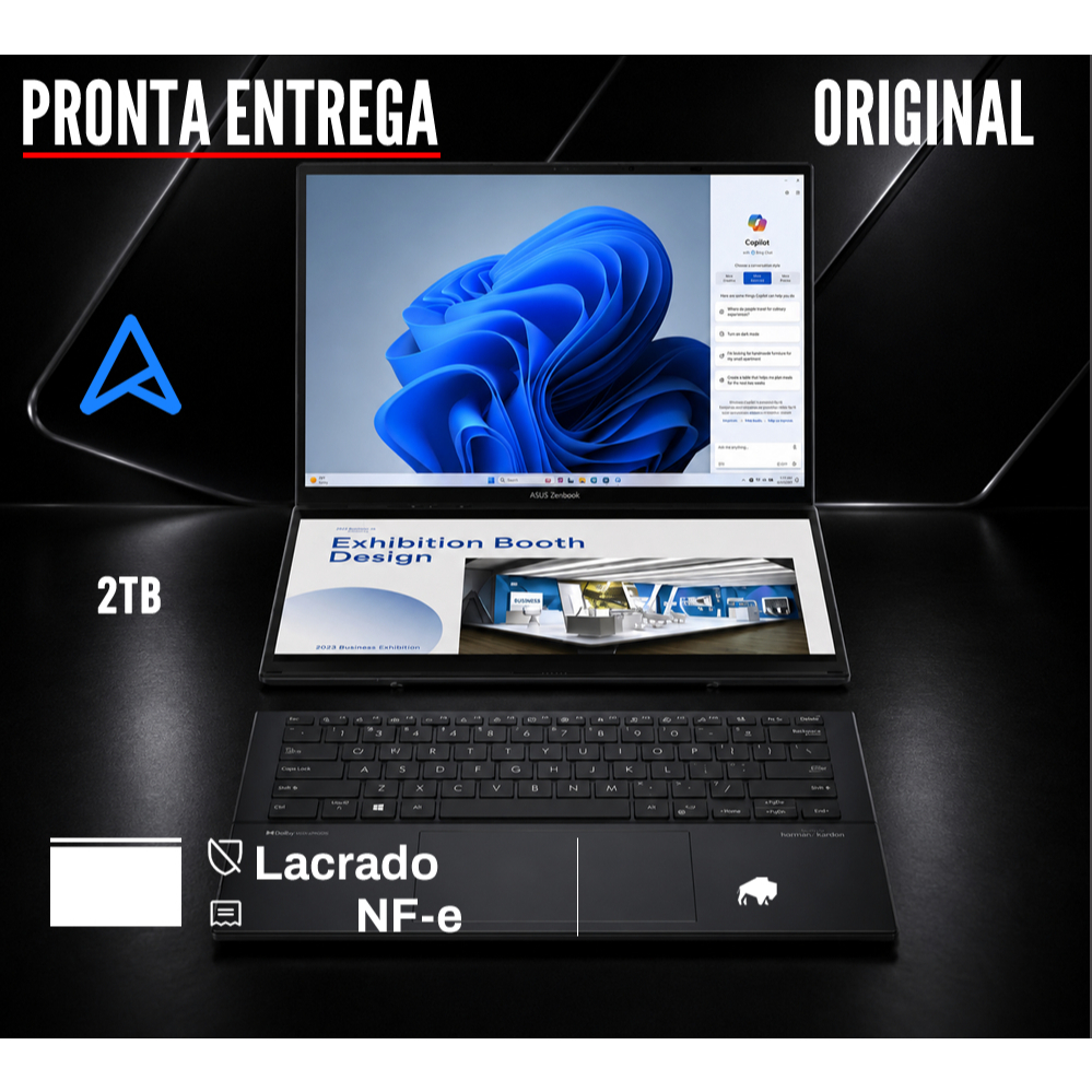 Notebook Asus Zenbook Duo UX8406C Intel Ultra 9 32GB RAM 2TB Touch 14" Win11