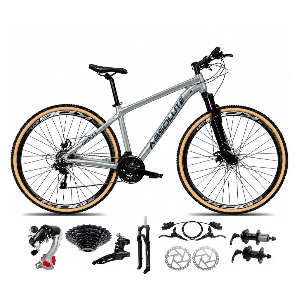 Bicicleta Aro 29 Absolute Nero 6 Alumínio 24v Câmbios Shimano K7 Freio a Disco Hidráulico Garfo com Trava Mtb Pneu Faixa