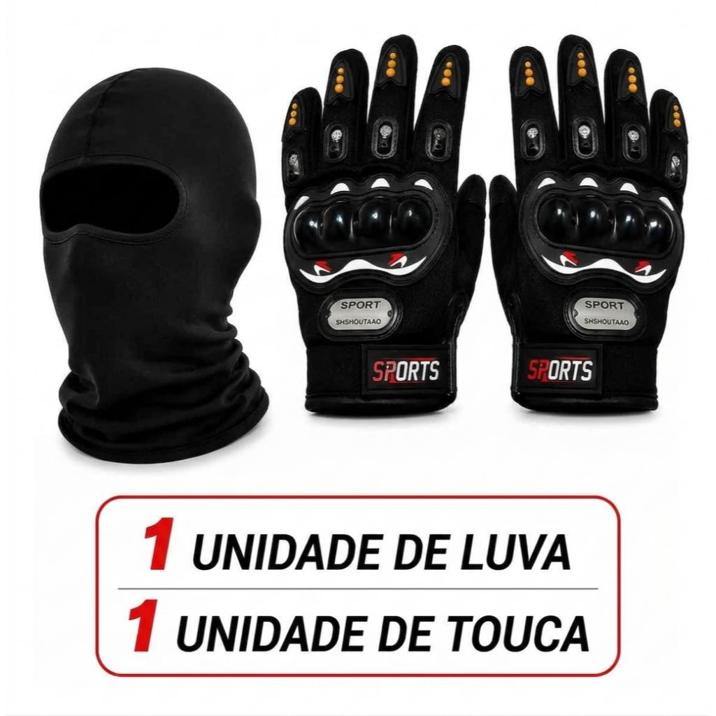 Luva Frio Intenso Moto Motoqueiro Bike+Touca Ninja Balaclava