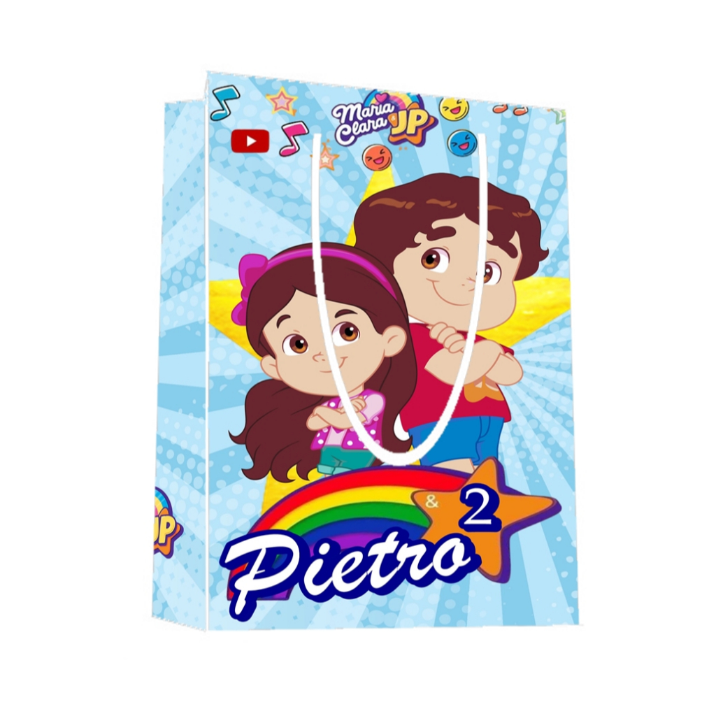 Sacolinha JP e Maria Clara Personalizada para Aniversário/ Lembrancinha Festa Infantil / Qualquer nome e idade