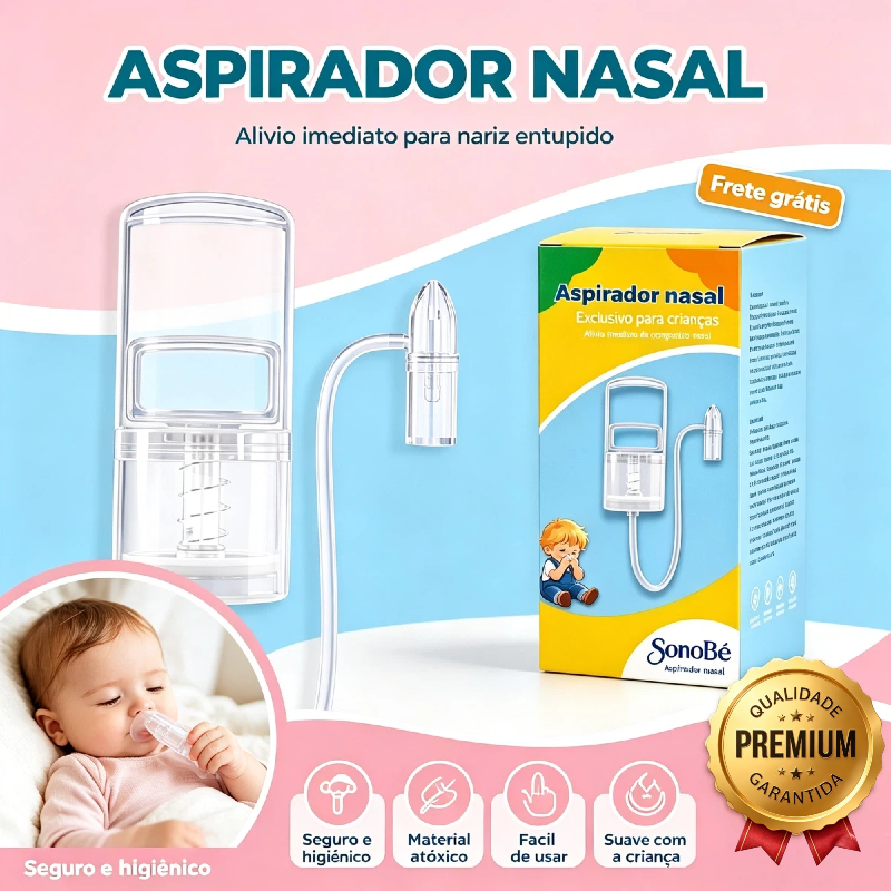Aspirador Nasal Manual transparente, acessório limpeza de passagem nasal infantil, sucção silenciosa anti-retorno