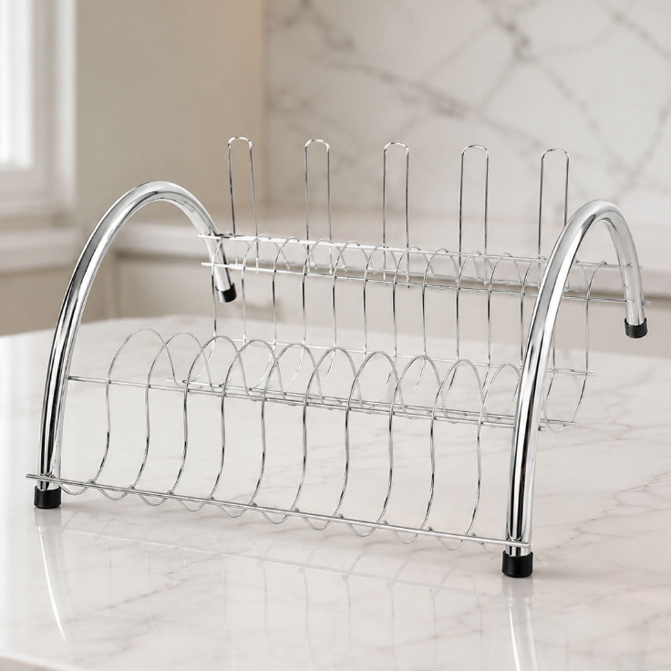 Escorredor de Louça Mini Arco Cromado Aço Inox para Pratos Copos