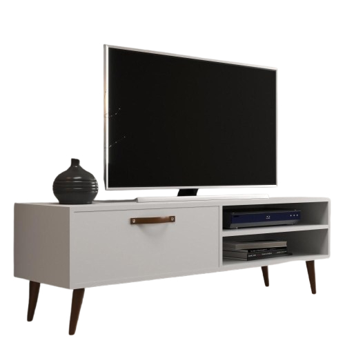 Rack para Sala TV Até 55 Polegadas 125 cm 1 Porta 1 Prateleira Sala de Estar Branco - J Carvalho