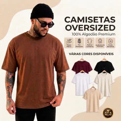 Camiseta Oversized Masculina Moda Street 100% Algodão Básica Premium Varias Cores Confortável Estilosa