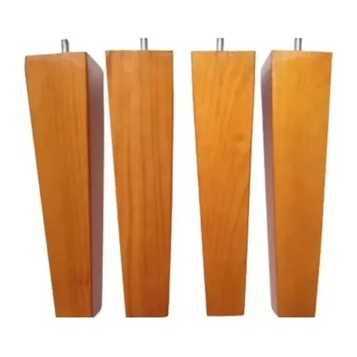Kit 4 Pé Trapezio 25 cm Castanho madeira Maciça