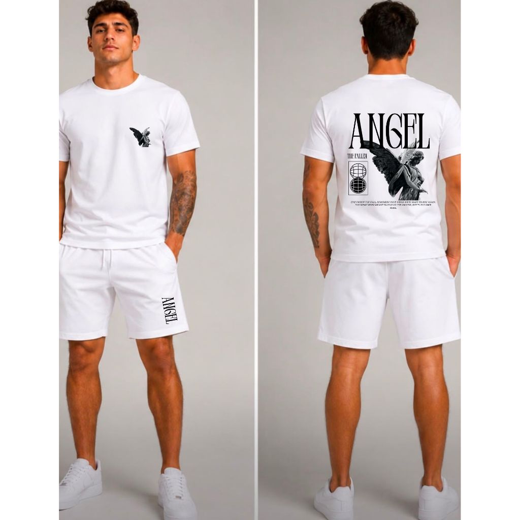 Conjunto Masculino Camiseta Algodão + Bermuda Tactel Estampado Casual Verão Confortável Moda Masculina ENVIO IMEDIATO
