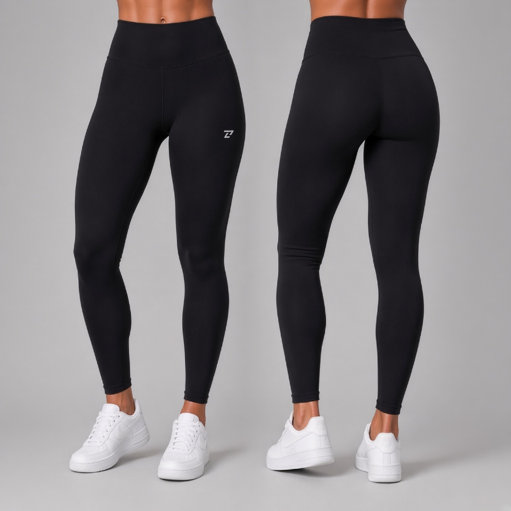 Legging Fitness Feminina Academia Cintura Alta Lisa Zero Transparência Compressão Preta Treino Musculação Yoga Pilates