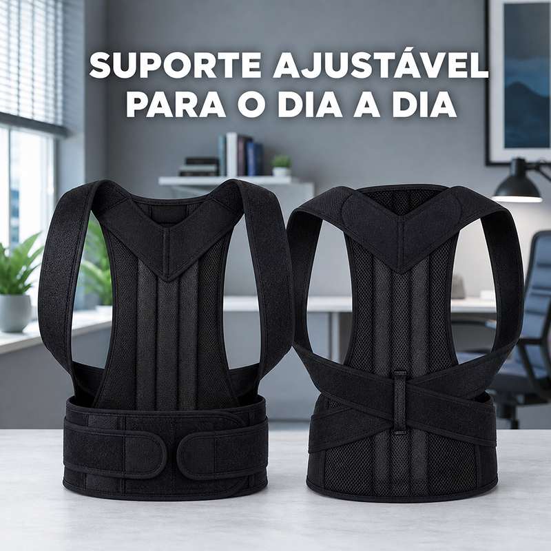 Cinta Corretora de Postura Ajustável com Alças Cruzadas e Tecido Respirável para Costas, Ombros, Lombar e Rotina Diária