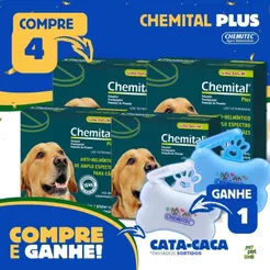 Kit 4 Chemital Plus Chemitec Vermífugo para Cães - 4 Comprimidos