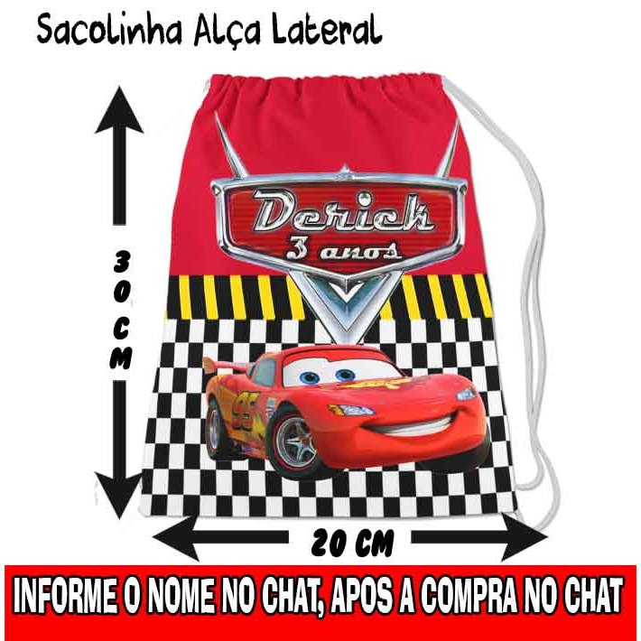 Kit Mochilinha Sacolinha Mochila Saco Sacochila Saquinho Lembrancinha Brinde Aniversario Personalizadas Carros