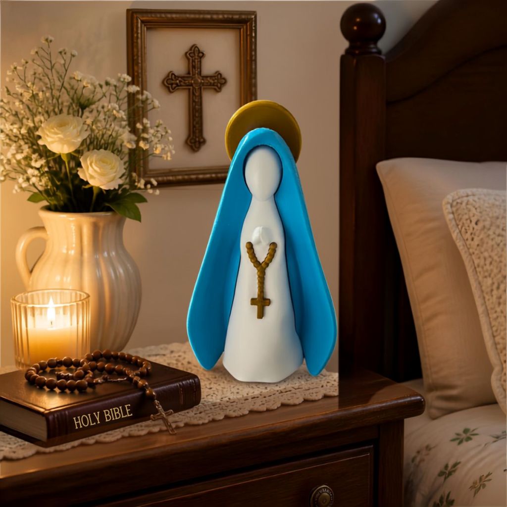 Nossa Senhora Aparecida Decorativa com Terço Dourado Peça Religiosa Para Decoração e Presentes Premium