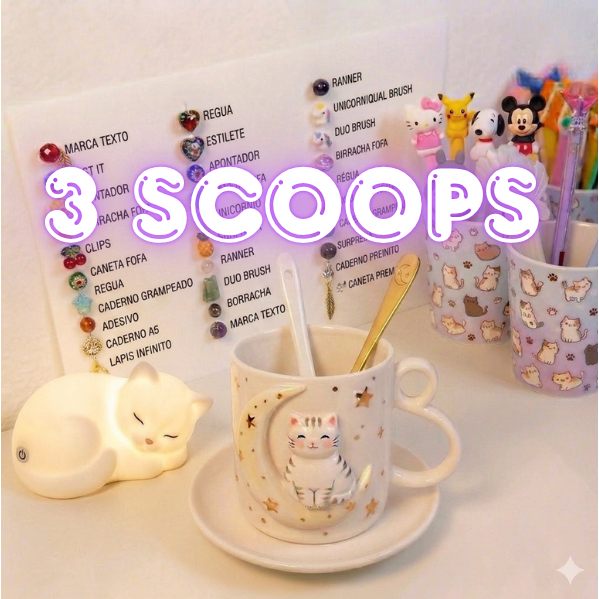 Papelaria - 3 Sccop Supresa papelaria fofa - de 30 a 32 itens