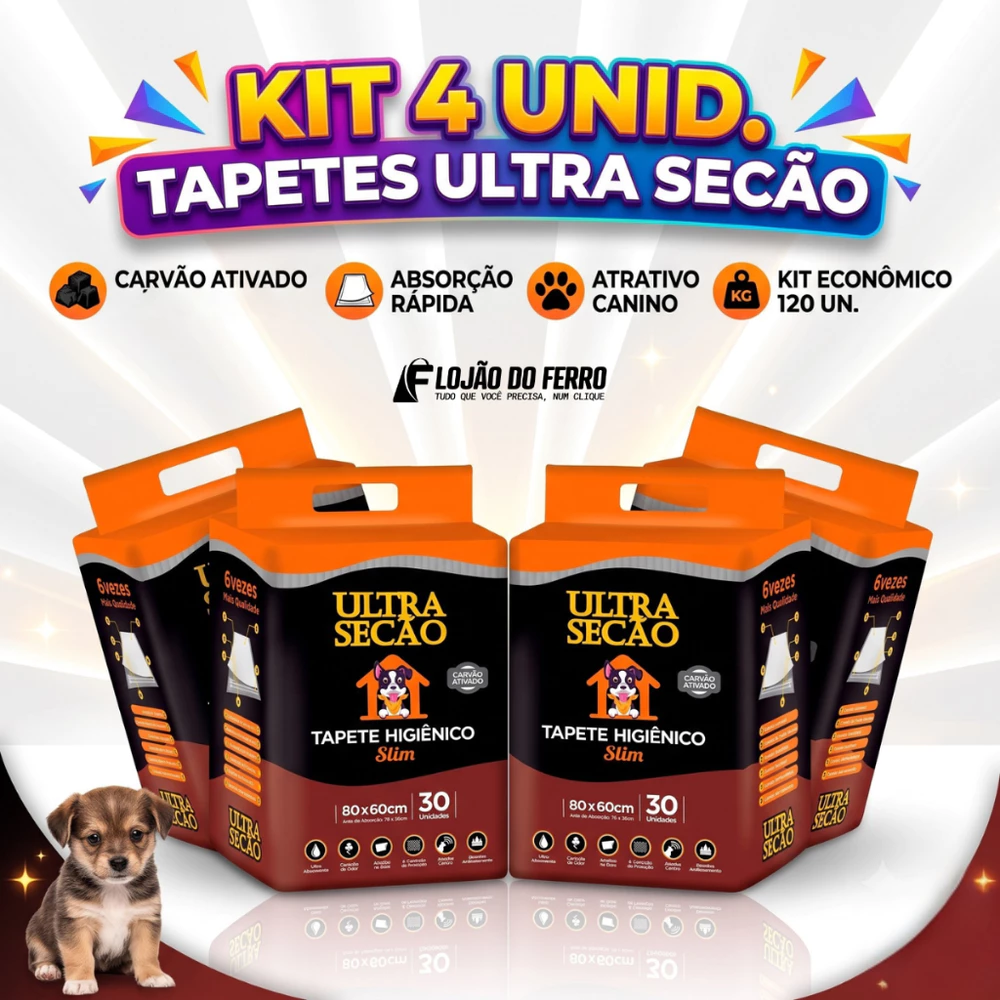 Kit 4 Tapete Higiênico Cachorro Cão Carvão Ativado 80x60 30un Fralda Grande Ultra Secão Great Pets