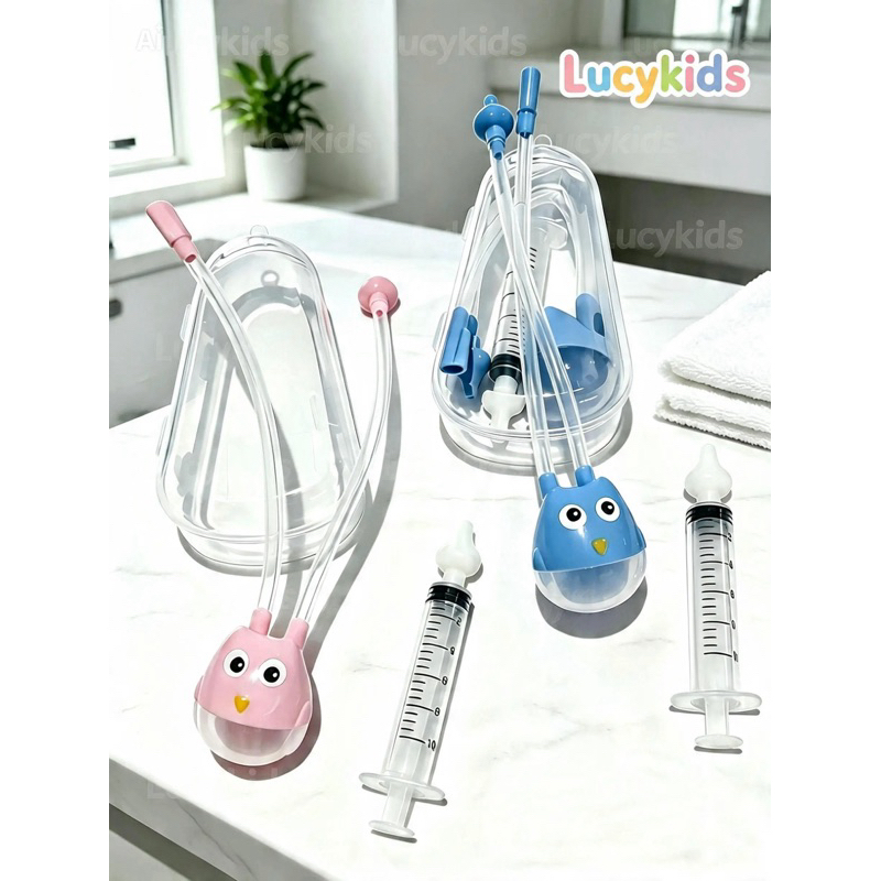 Kit 3pçs Seringa +Aspirador Lavagem e Limpeza Nasal + estojo Bebês