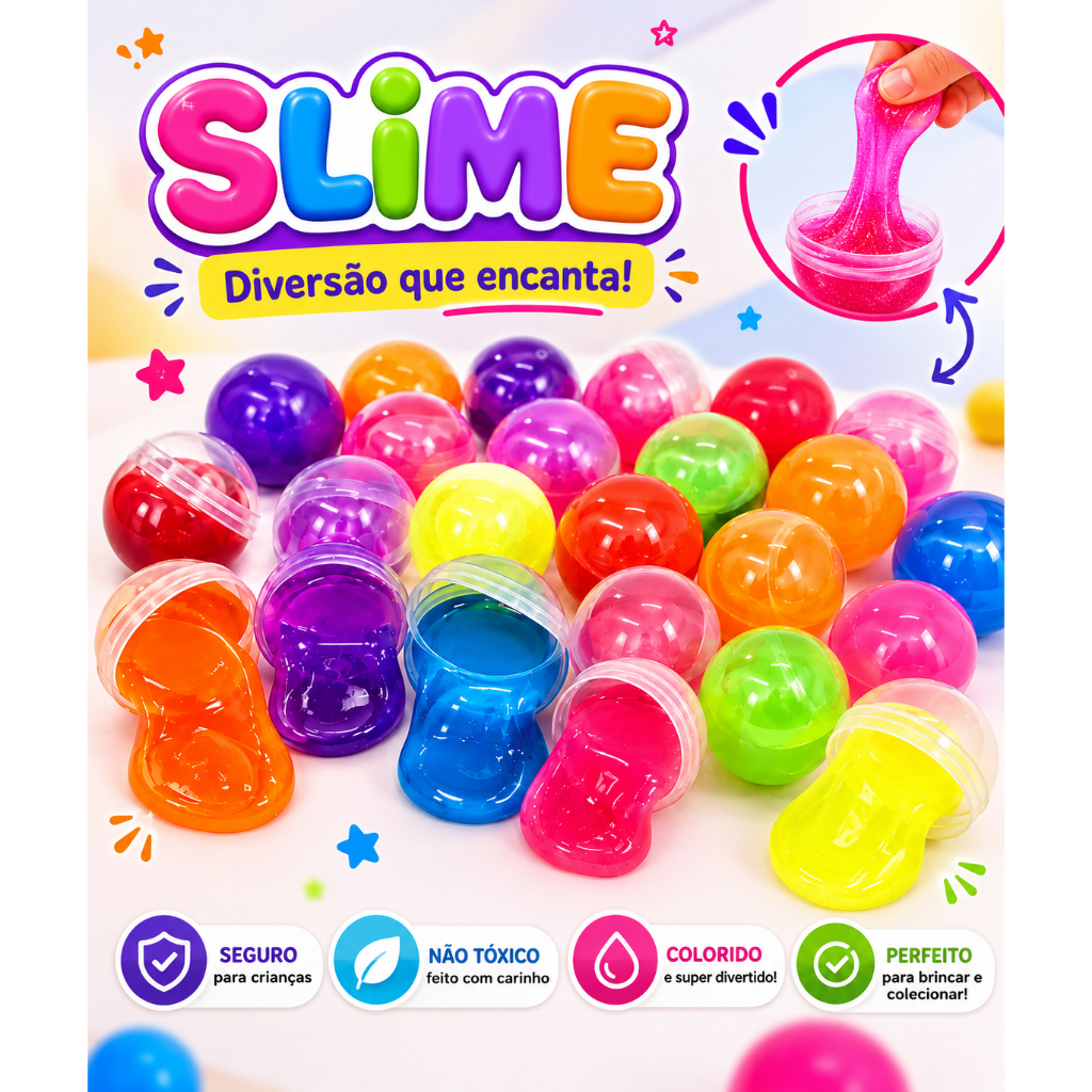 30 Geleca Slime Amoeba Para Kit Festa Infantil Lembrancinha Aniversario Prenda