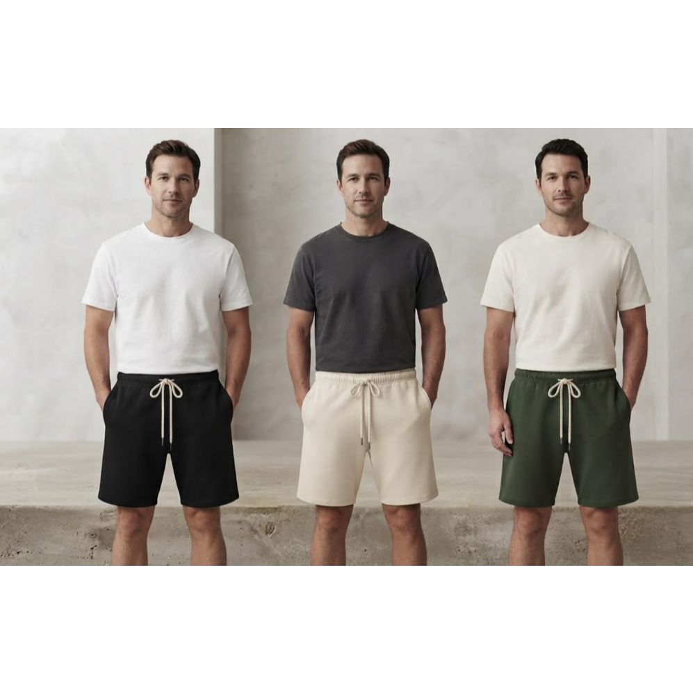 Kit 3 Shorts Bermuda Tactel com Elastano Academia Treino Praia Mauricinho Corrida.