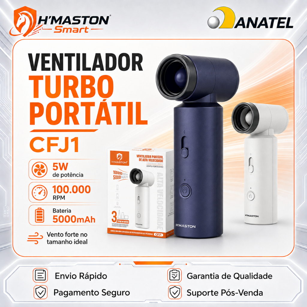 H'MASTON CFJ1 Mini Ventilador Portatil Recarregavel 5000mAh Ventilador Pequeno Ventilador De Mão Ventilador Portátil