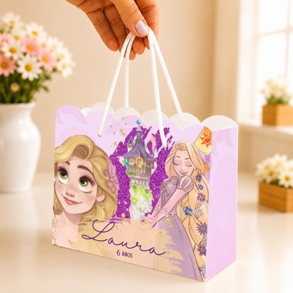 KIT Sacolinha personalizada Rapunzel - Enrolados - sacola personalizada para festa - lembrancinha de aniversário