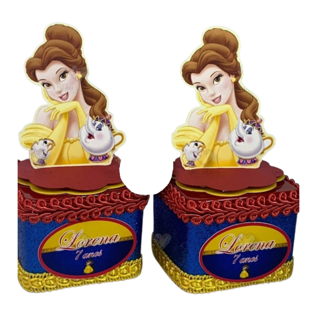 Caixinha Acrílica 5x5 Personalizada | a Bela e a fera ou Qualquer Tema | Lembrancinha Festa Infantil | Kit 10, 20