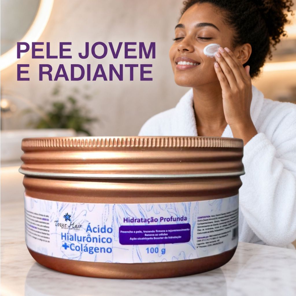 Hidratação profunda acido hialuronico colágeno pele jovem e renovada uso diario skincare facial rugas