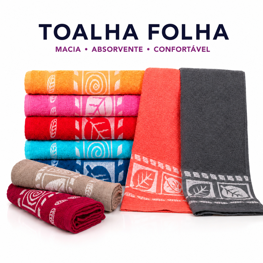 Toalha de Banho Folha 70x140cm Super Macia e Absorvente – Toalha Grande para Banho, Uso Diário