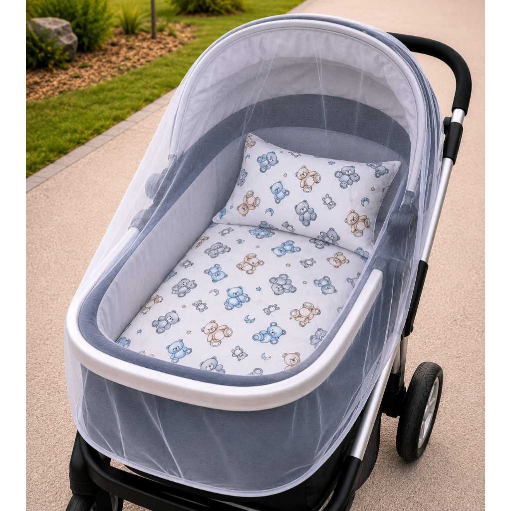 Oferta do Dia.! Kit Carrinho Bebê Completo Conforto Para o Bebê Mosquiteiro + Colchonete + Travesseiro