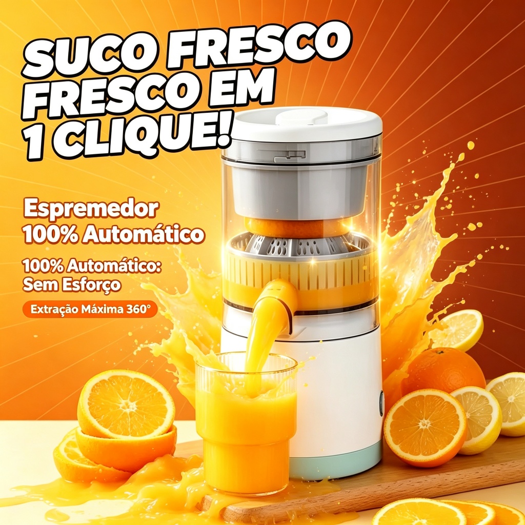 Espremedor De Frutas 100% Automático Suco Fresco Um Clique Extração 360° Sem Esforço Ideal Para Laranja Limão Uso Domést