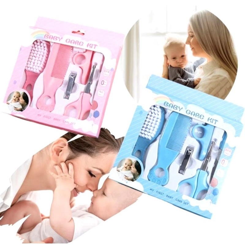 Kit Higiene Infantil 6 Peças Cuidados Bebe Recém Nascido Cortador de Unha Escova de Cabelo Tesoura