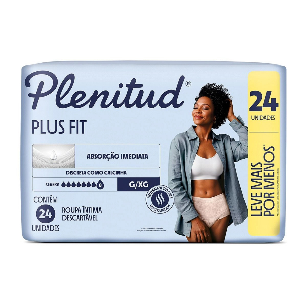Roupa Íntima Descartável Plenitud Plus G/XG com 24 Unidades