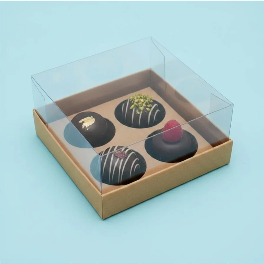 Caixa Base Brigadeiro - Kraft - 4 cavidades (9x9x4,5cm) - 10 unidades - Assk - Rizzo