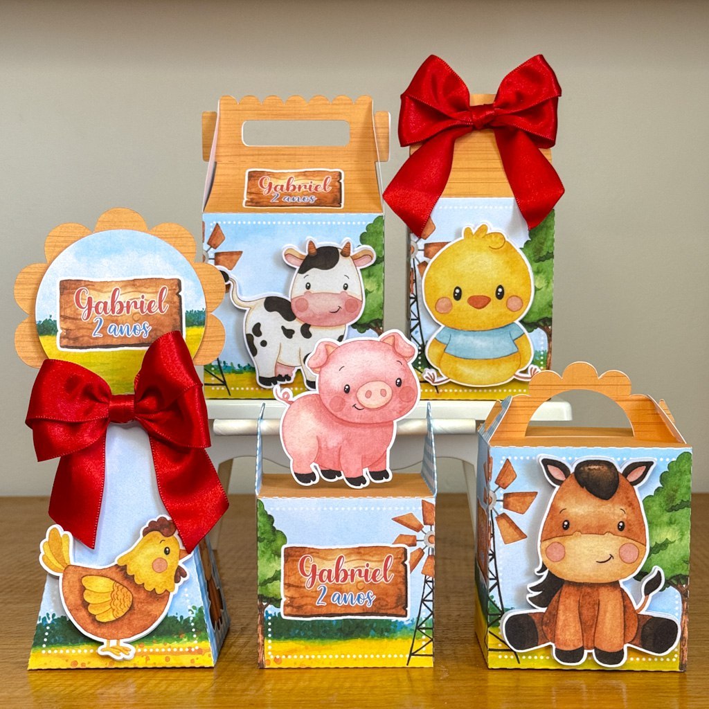 caixinhas personalizadas fazendinha para aniversário infantil lembrancinhas