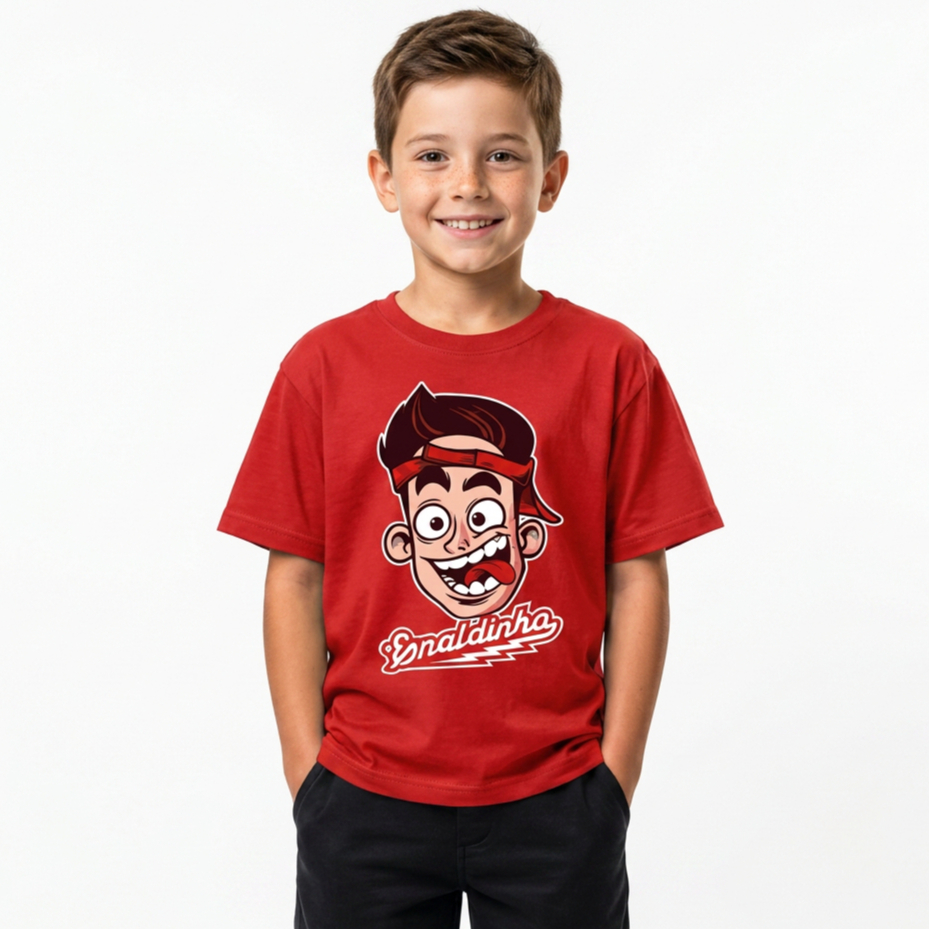 Camiseta Infantil Menino Enaldinho Desenho Estampa Youtuber Gamer Juvenil 100% Algodão Manga Curta