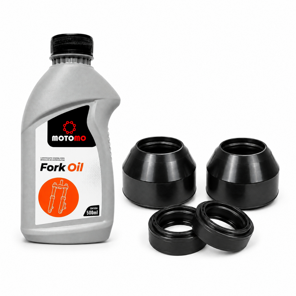 Retentor Bengala + Guarda Pó + Óleo Bengala Fork Oil 10W 500ml Honda Ml125 Turuna125 Today125