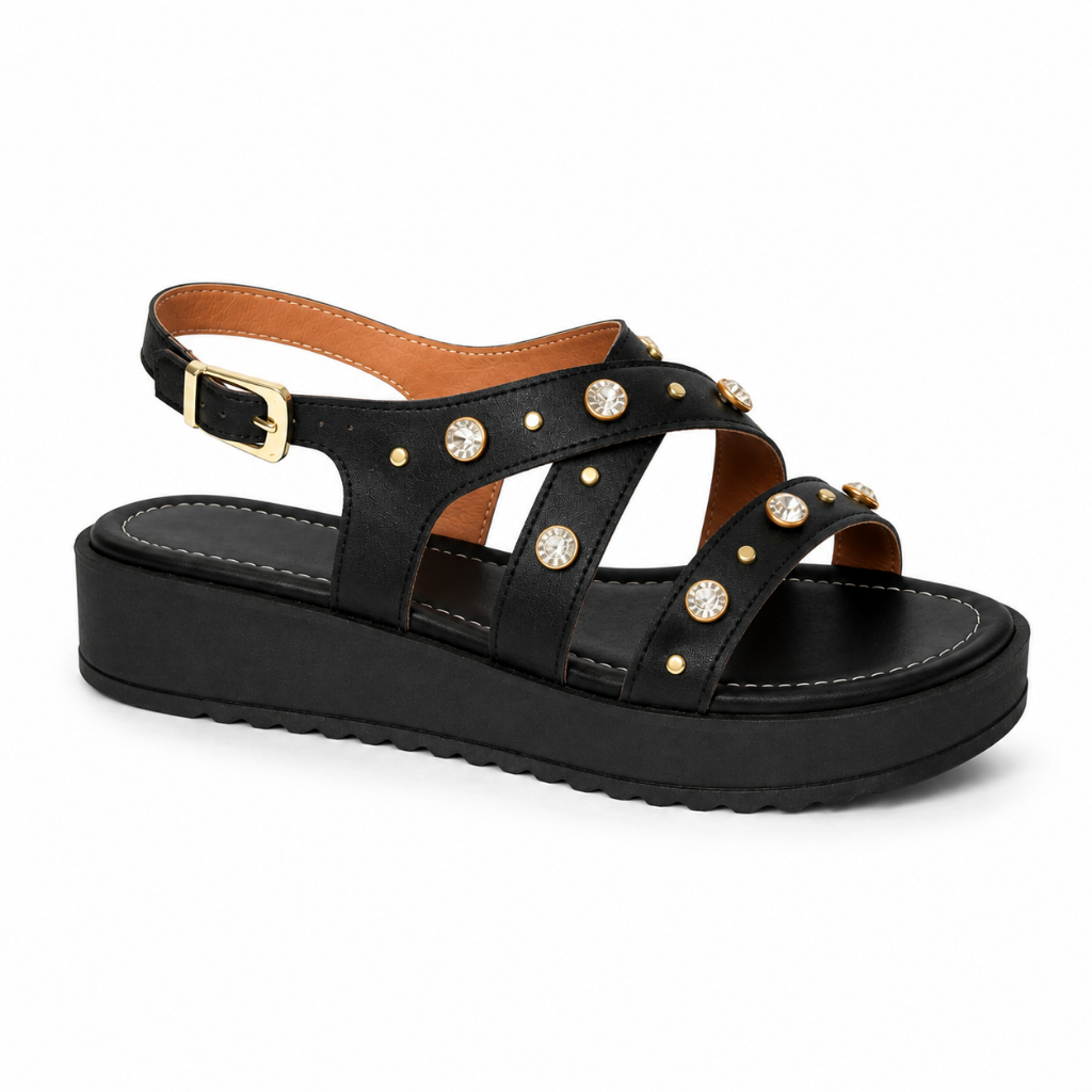 Sandalia Casual Plataforma Vizzano Feminina Original Pedraria Confortável Moderna Lançamento