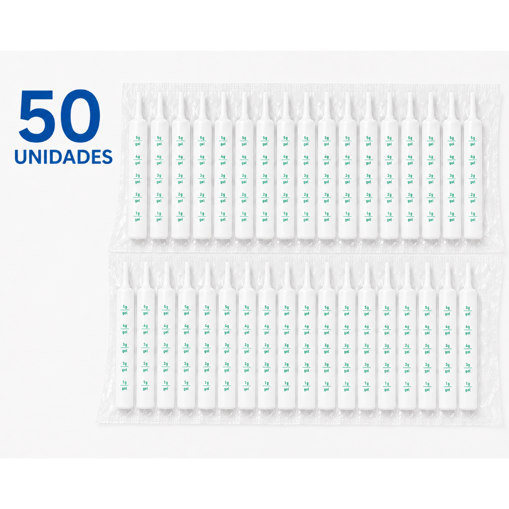Kit 50 aplicador vaginal íntimo 5gr graduado.Com 50 unidades.
