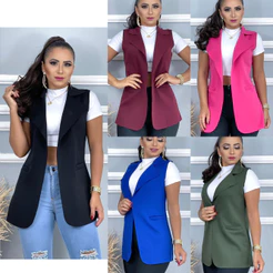 Colete Feminino Neoprene com detalhe de bolso elegante