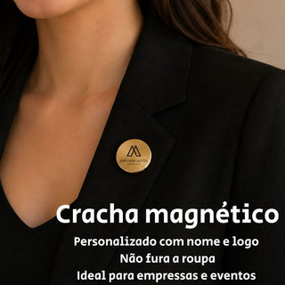 Crachá Escovado Broche Personalizado Pin Imã Nome Logo Redondo