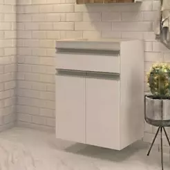 Gabinete para Banheiro 50cm sem Lavatório Cewal Branco/Branco