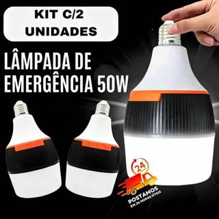Lâmpada de Emergência LED 50W/30W Bivolt – Dura 6h sem Energia, Portátil, Recarregável