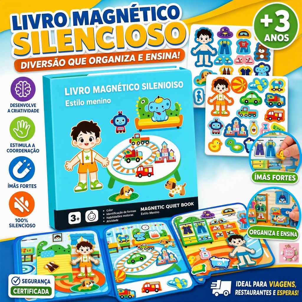 Livro Magnético Silencioso DIY Casa de Boneca Adesivos de Desenho Animado Brinquedo Educativo para Crianças