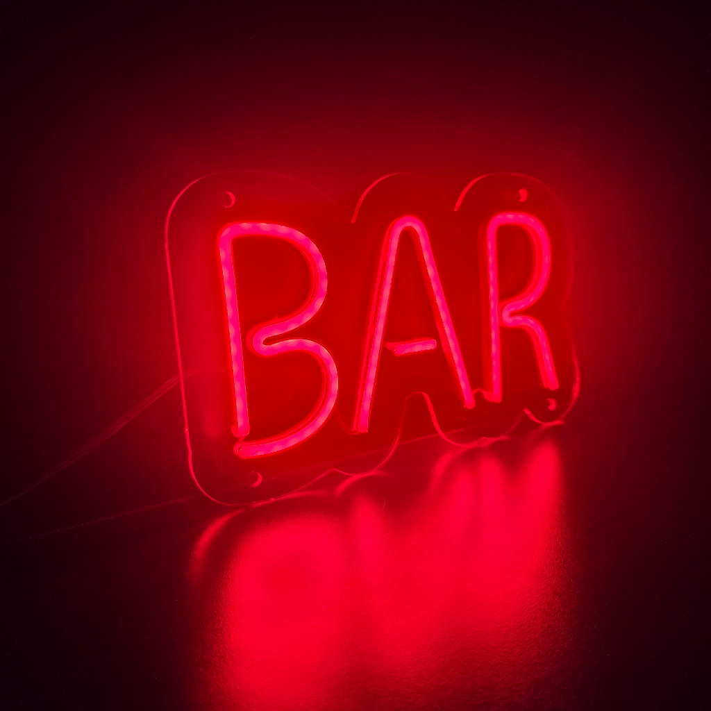 Painel Letreiro Neon LED BAR em Acrílico Cristal 4mm - Decoração para Bar 25x15cm — imagem 2 de 2
