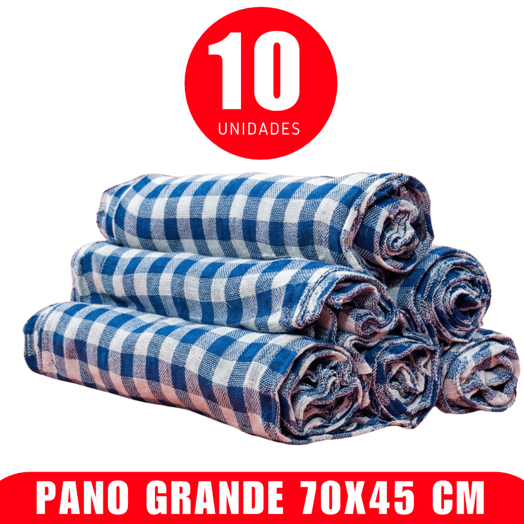 Kit 10 Pano de Chão Xadrez Grande não é Duplo 70x45cm Algodão leve Atacado