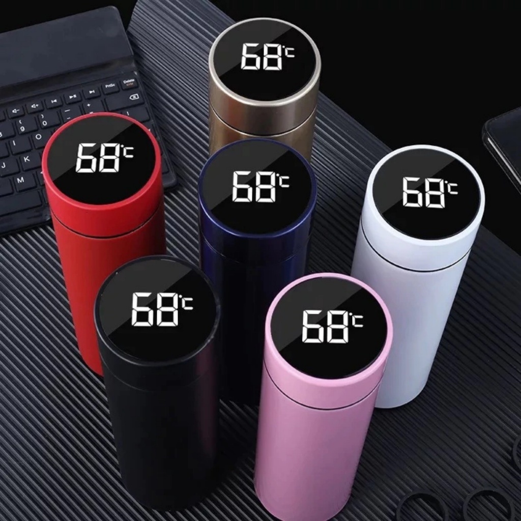 Garrafa Termica 500ML Com Termometro Digital Led Quente ou Frio em Aço Inox 304