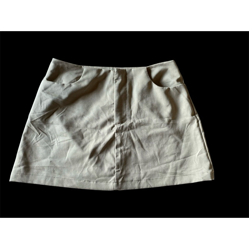 Saia curta midi 38 com bolsos saia sarja