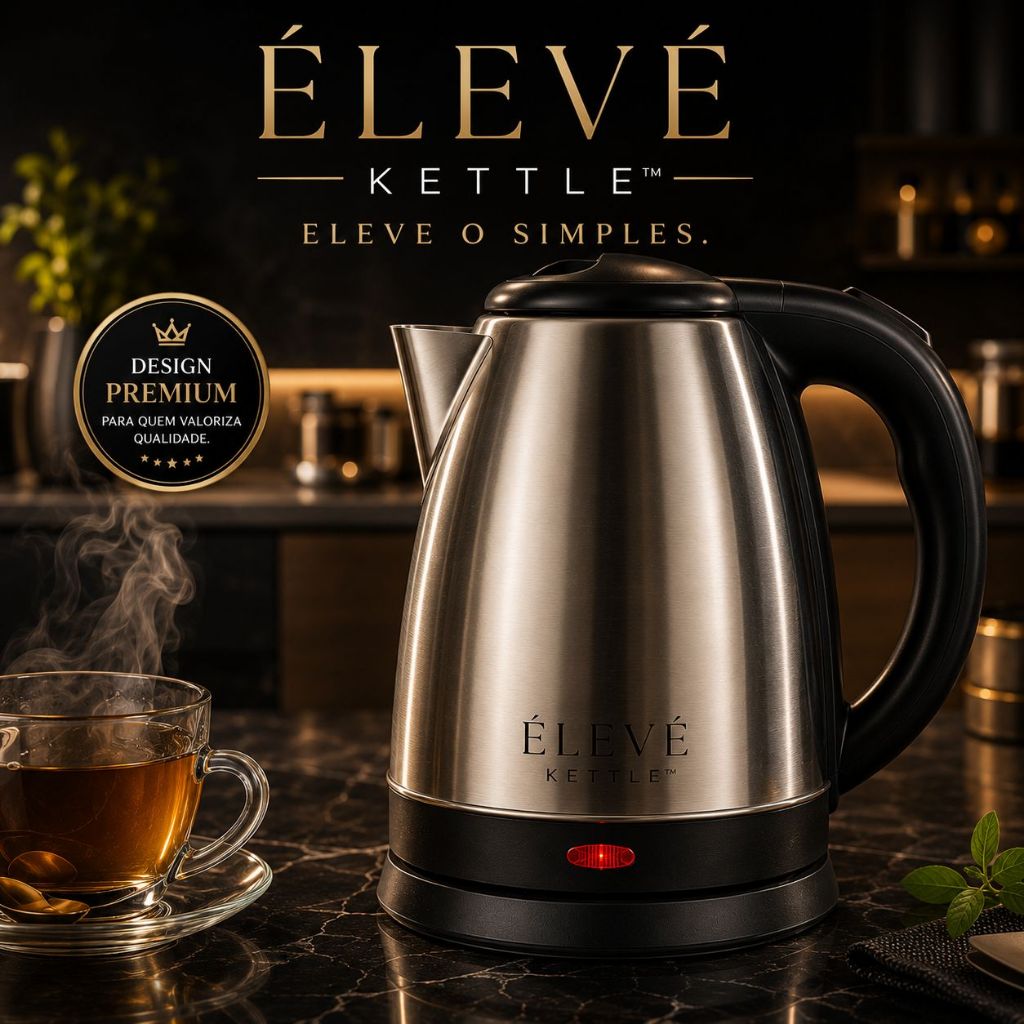 Chaleira Eletrica Inox ELEVE 1.8L 1000W Rapida Aquecimento Versatil Secura Automatica