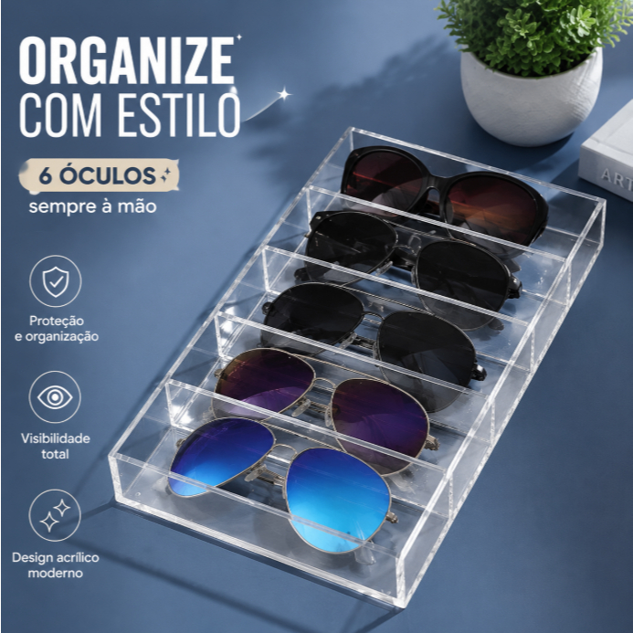 Bandeja Grande Porta Óculos Nichos Acrilico Organizador Caixa Porta Joias E Acessóros Para Gavetas Armário Guarda Roupa